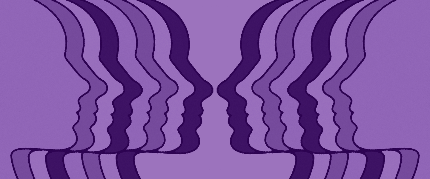 overlapping purple Delta faces