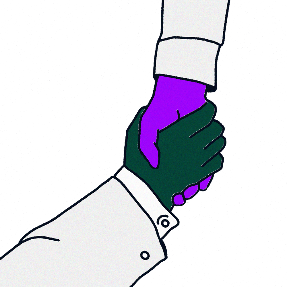 colour shaking hands